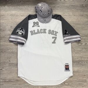 Black Sox American Negro League Gray and White Men's Baseball Jersey and Hat